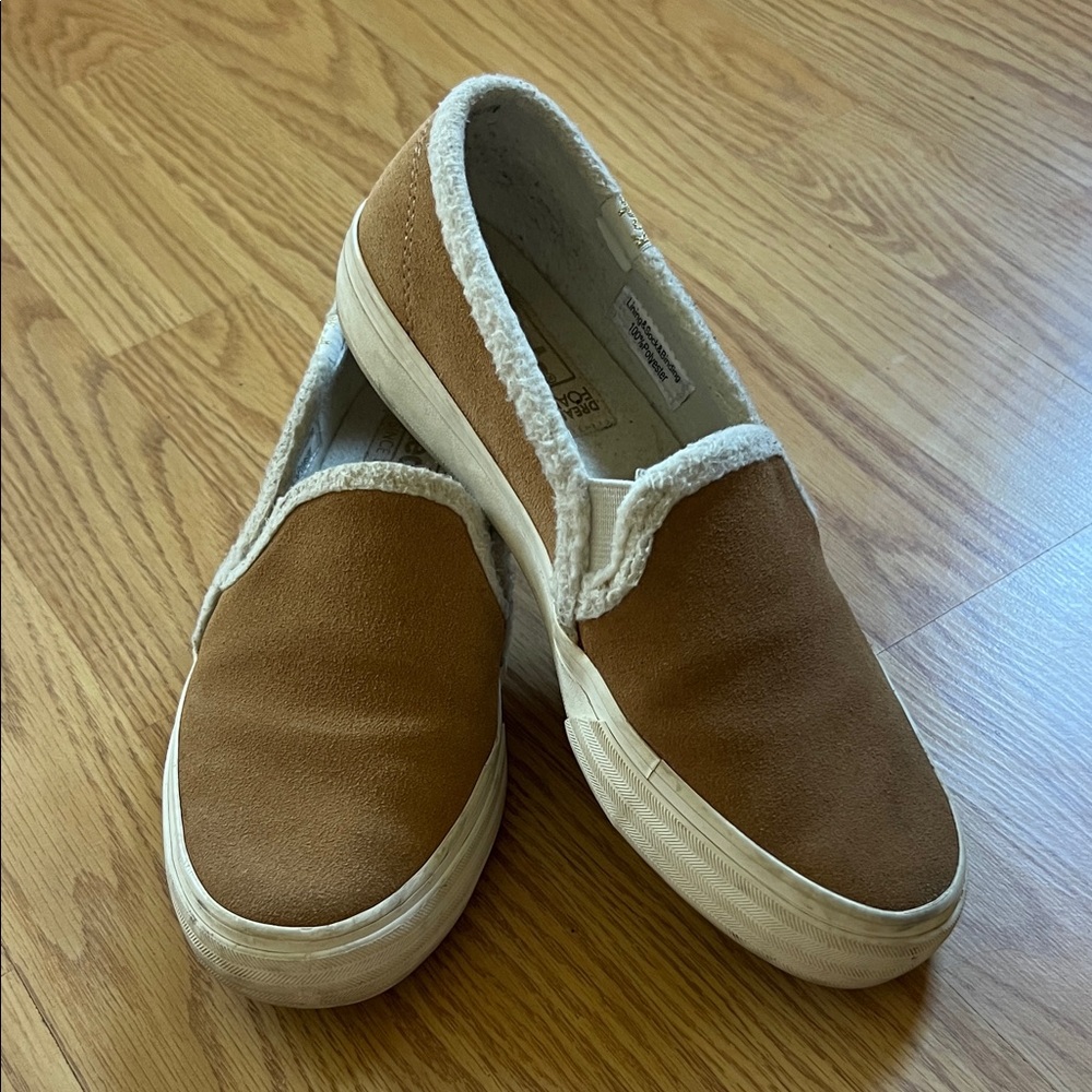 Keds Slip-On Sneakers in Brown with Cream Trim